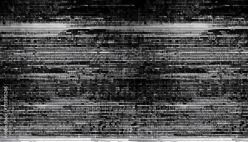 seamless black and white retro tv or vhs signal static noise pattern overlay vintage grunge analog television screen or video game pixel glitch damage dystopiacore background texture