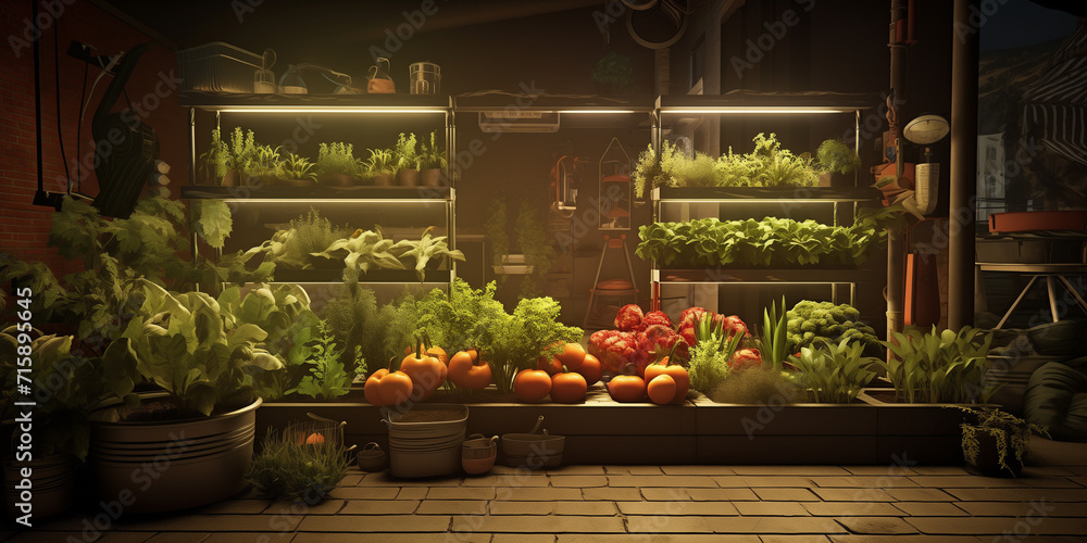 Image of an urban vegetable garden growing vegetables in small spaces.