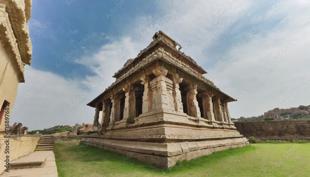beautiful architecture of ancient ruines of temple in hampi