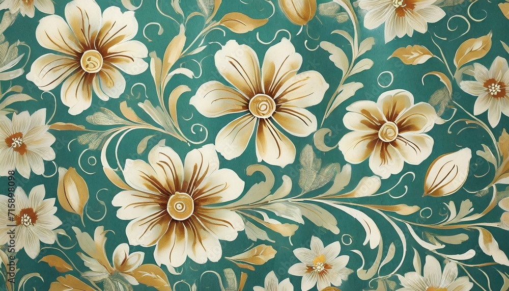 swirly floral retro wallpaper