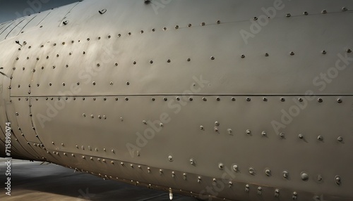 riveted plating of the hull of a military aircraft