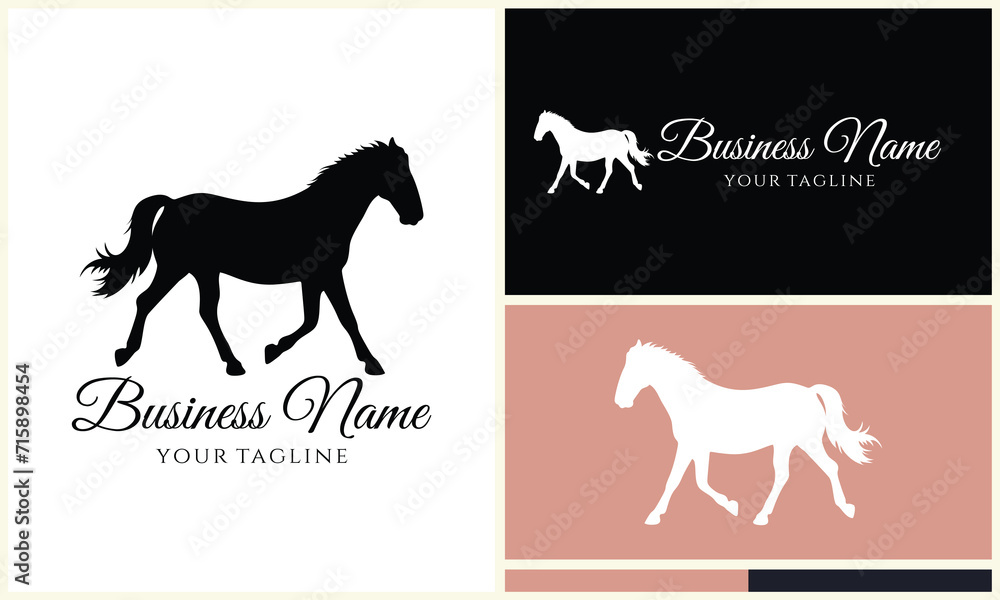 vector horse silhouette logo template