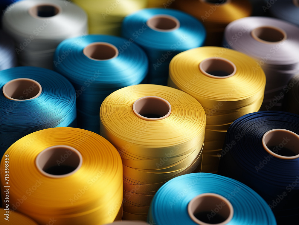 Background with many colorful thread spools.Minimal fashion creative concept.Flat lay,top view..Generative AI
Background with many colorful thread spools.Minimal fashion creative concept.Flat lay,top view..Generative AI