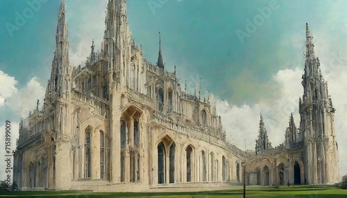 gothic architecture in vintage style texture background with scuffs art drawing photo wallpaper photo
