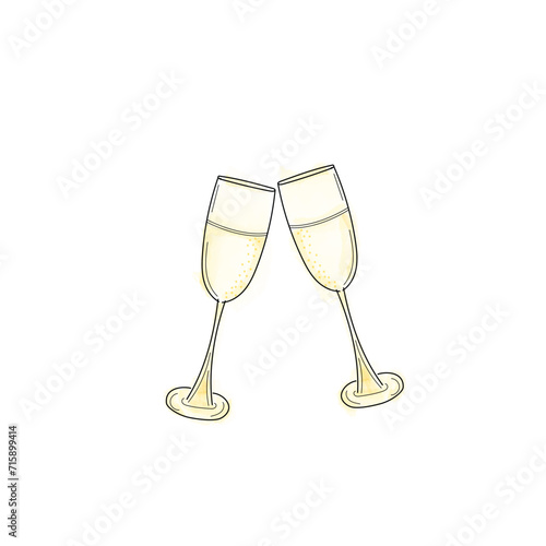 Two glasses of champage,party,celebration,vector illustration