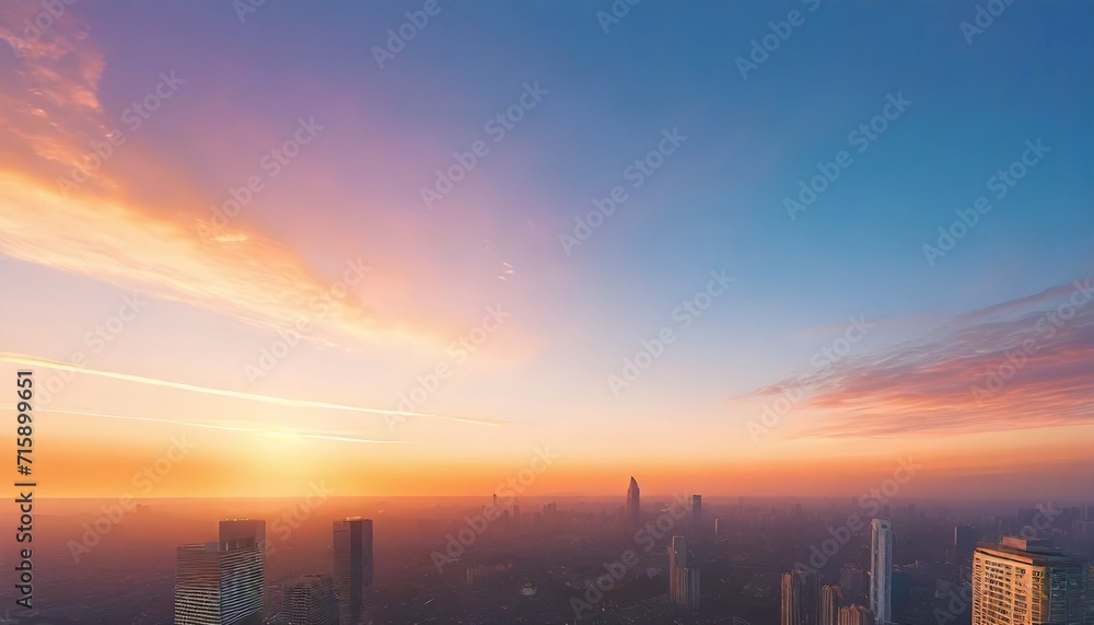 marvelous gradient skyline during sunset in the city