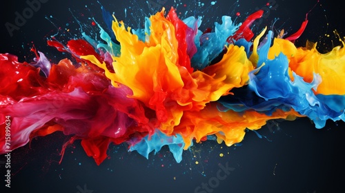 colorful splashes on black ai generated © mudasir