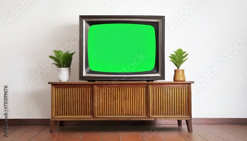 vintage green screen tv on wooden antique cabinet old design in home sony trinitron kv 21m3