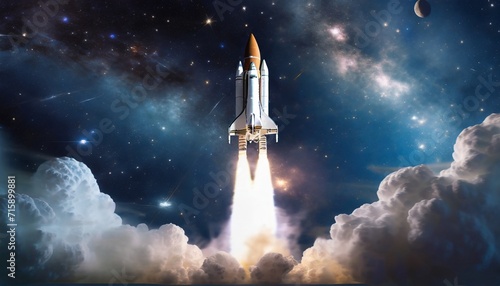 launch of space spaceship takes off into the night sky rocket starts into space concept elements of this image furnished by nasa
