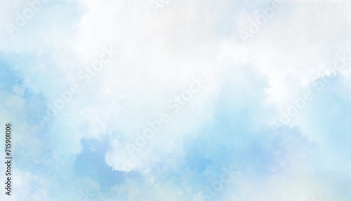 watercolor background in blue and white colors soft pastel color splash and blotches with fringe bleed painting in abstract clouds shapes with paper texture