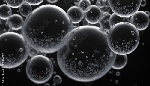 Bubbles floating in the water with dark background