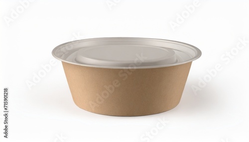 disposable kraft paper bowl with plastic lid isolated on white background © William