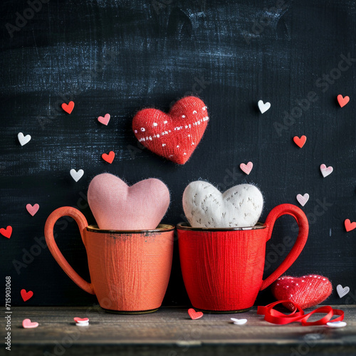 red romantic couple cup Valentine's Day theme