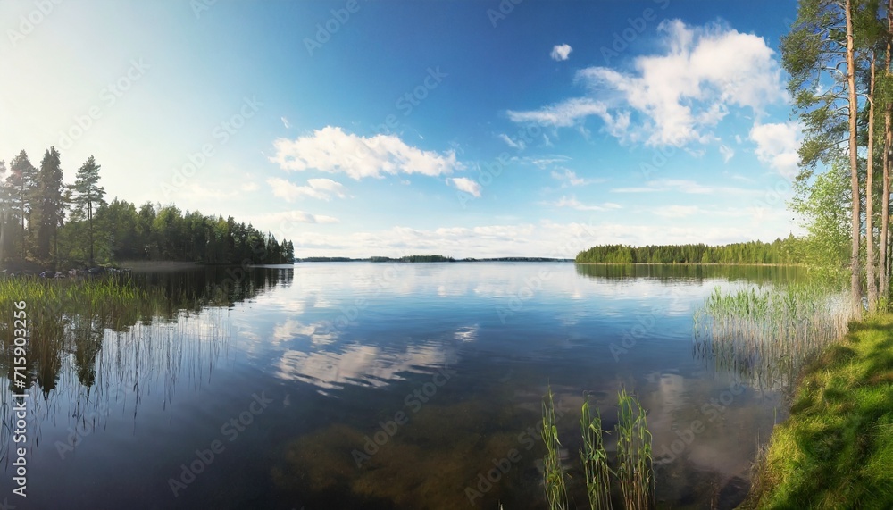 lake scenery in finland on a sunny day