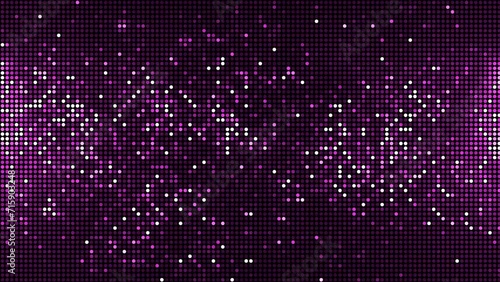 Bright shiny pink purple LED video wall background with flashing glittering disco lights. Full HD glitz and glamour nightlife background animation. photo