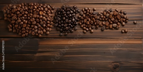 coffee beans on wood background  Generative AI