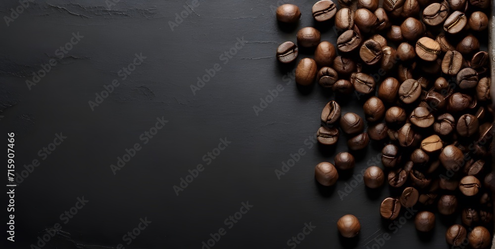 coffee beans on a black background Generative AI coffee beans on a black background Generative AI