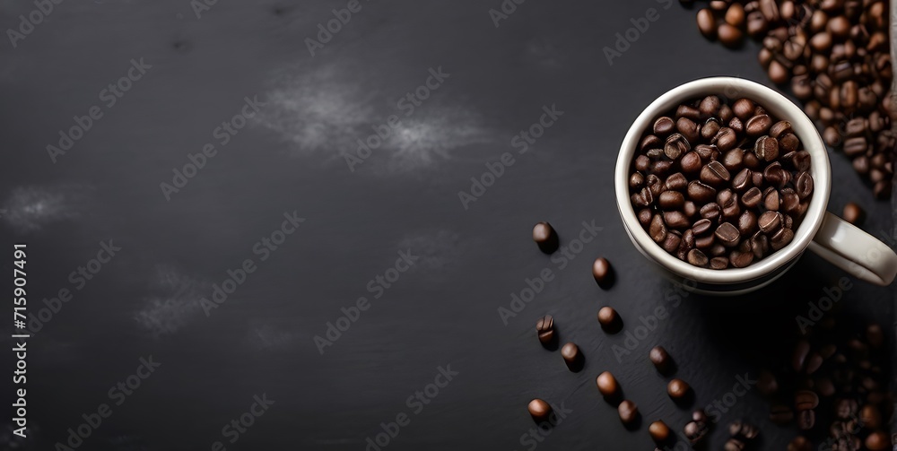 coffee beans in a cup dark wooden background Generative AI coffee beans in a cup dark wooden background Generative AI