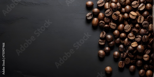 coffee beans on a black background Generative AI