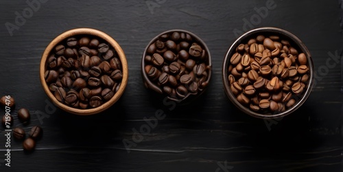 coffee beans on dark wooden background Generative AI