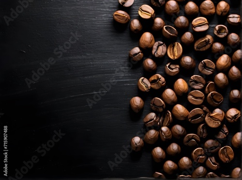coffee beans and cinnamon wooden background Generative AI