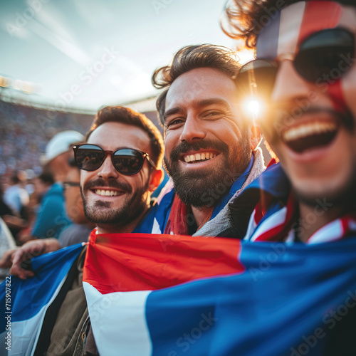 Spectators With  French Flag Watching Sports Event. photo