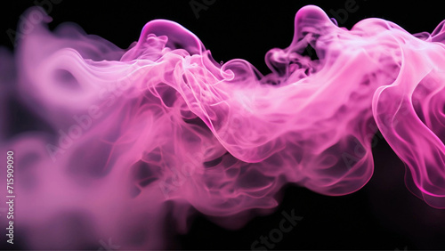 Uma onda de fumaça fluida, cor-de-rosa com fundo preto.