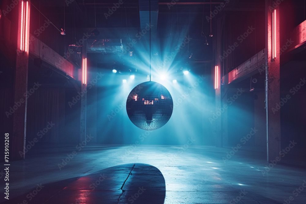 sophistication of a minimalist disco ball in a high-end event space, with minimalist surroundings and strategic lighting, creating a glamorous and memorable setting in a minimalist