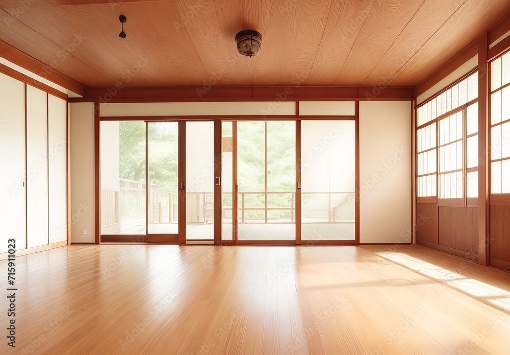 Japanese empty room wood on wooden floor japane Japanese empty room wood on wooden floor japane