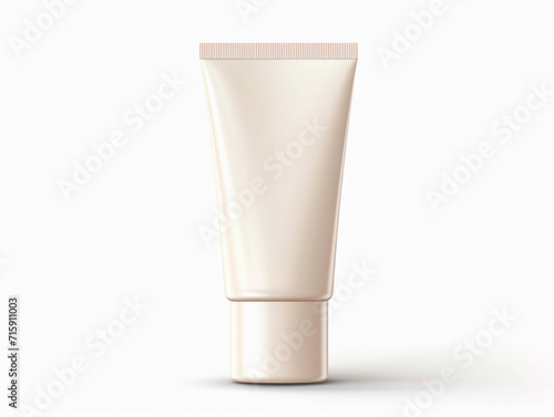 Blank cosmetic cream tube isolated on white background. 
