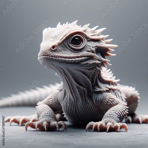 A cute little dragon on white 