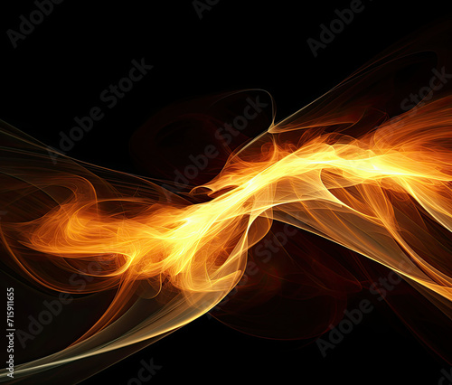 Close-Up of Fire on Black Background, Intense Flames and Fiery Glow
