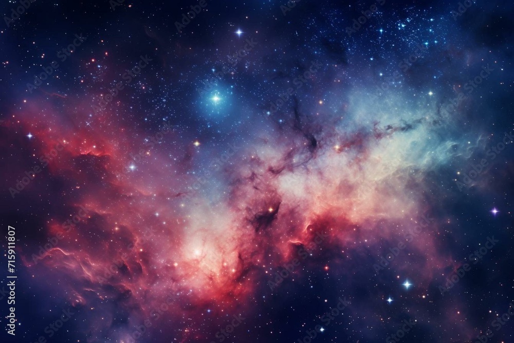 Background with stars, nebula, and colorful galaxy. Generative AI