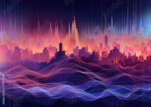 Nighttime City Skyline Digital Painting  A Breathtaking Urban Landscape Artwork