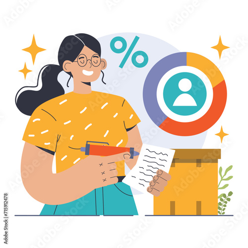 Election. Democratic procedure, citizens choosing political party or candidate by the electoral process. Character checking a ballot on a referendum. Flat vector illustration