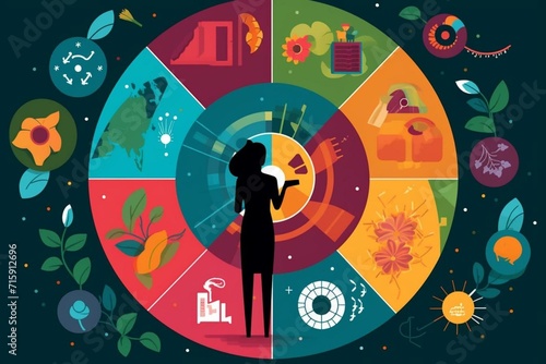 Illustration depicting sustainable development goals with a focus on saving the environment and promoting environmentally sustainable practices. Generative AI