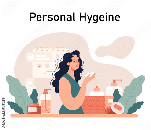 Acne treatment. Dermatology and cosmetology diagnosis and care. Healthy facial skin tips. Blackheads and pimples treatment process. Flat vector illustration