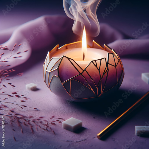 burning holiday violet candle