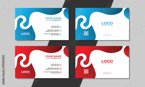 Simple & creative card template design blue & red color version clean & professional card design.