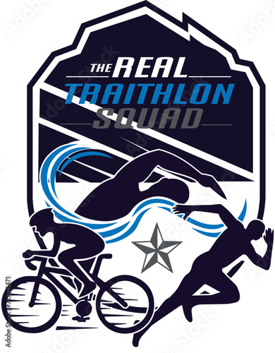 Triathlon symbol logo design template illustration