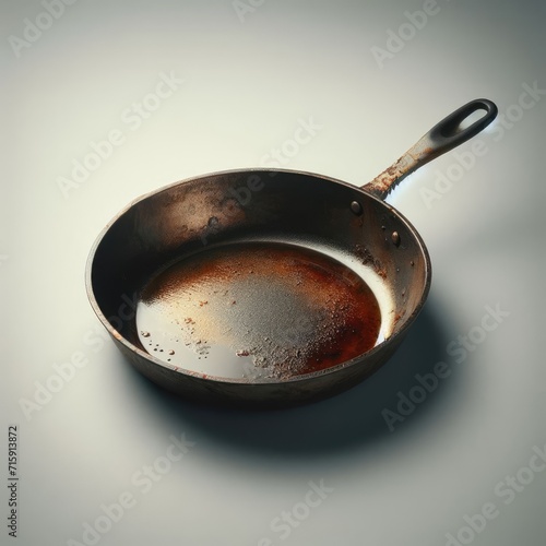 dirty old rusty frying pan
