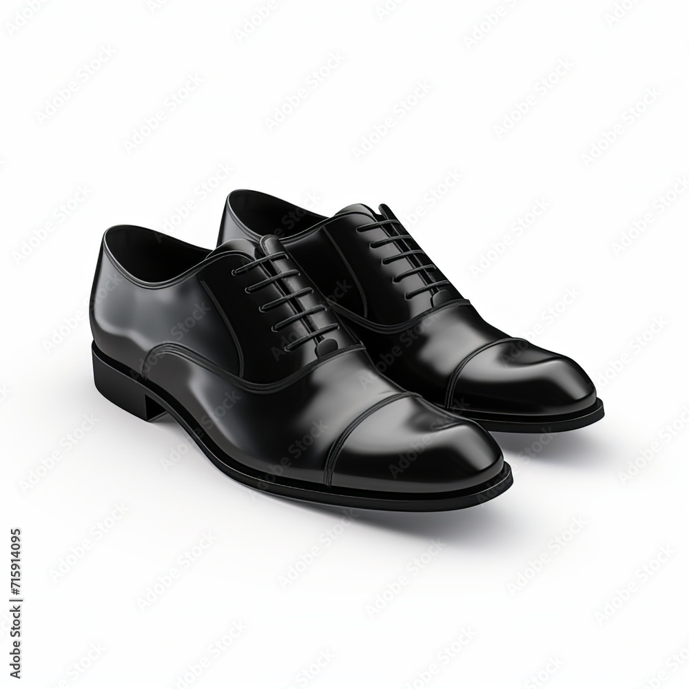 Black formal shoes isolated white background