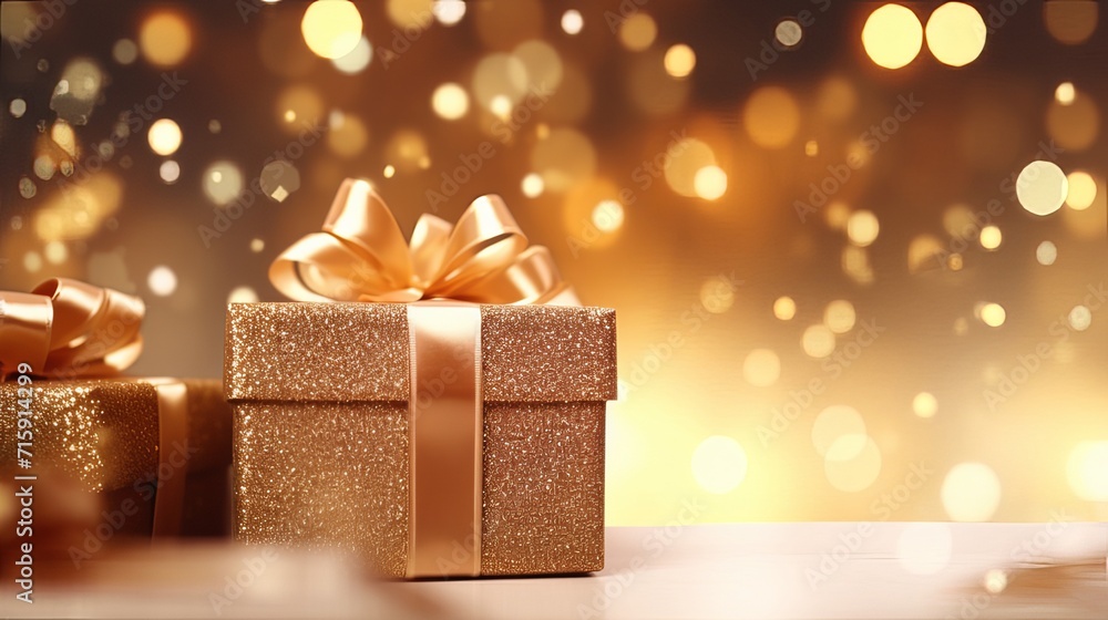Closeup of Special gifts boxes with bokeh background for holidays. Copyspace for text. Closeup of Special gifts boxes with bokeh background for holidays. Copyspace for text.