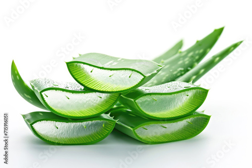 Meticulously cut pieces of Aloe Vera against a white backdrop