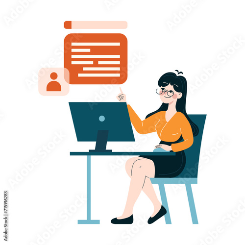 Online content creation concept. Creative professional designing engaging digital media. Social networking expertise. Flat vector illustration