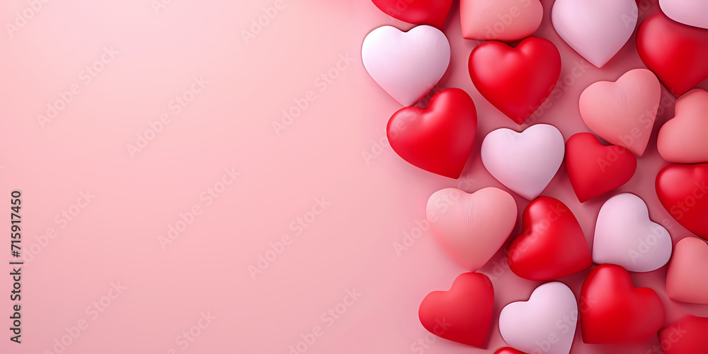valentines day background with pink and red hearts