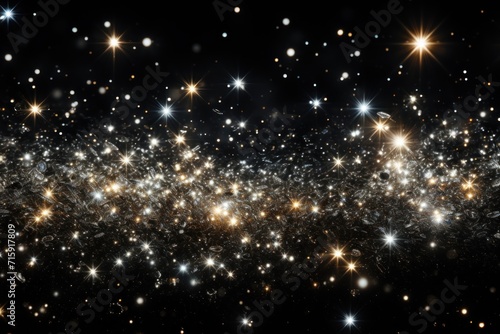  a very large cluster of stars in the night sky with a black back ground and yellow and white stars in the middle of the picture.