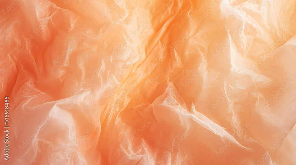 Crumpled orange crepe paper texture background with copy space - obrazy, fototapety, plakaty 