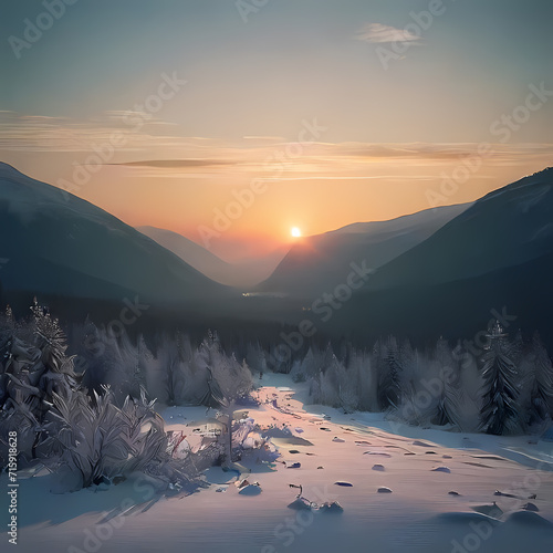 Sunrise in the Winter Forest