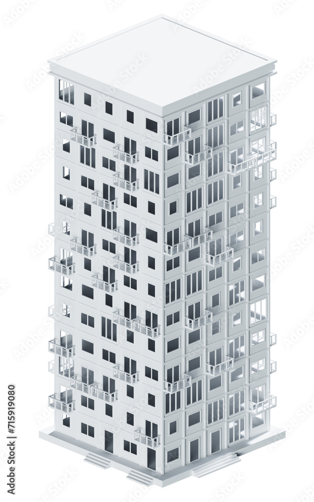 White building isometric. 3d rendering. White building isometric. 3d rendering.